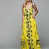 Ropa Despi | Vestido De Tirantes Largos Bordado En Amarillo